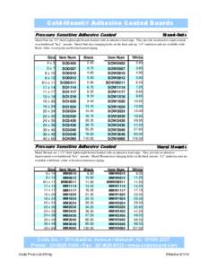 Cold-Mount® Adhesive Coated Boards Pressure Sensitive Adhesive Coated Stand-Outs  Stand-Outs are 3/4