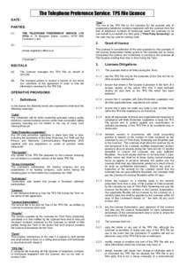 Microsoft Word - Telephone Preference Service Licence - clean[removed]DOC