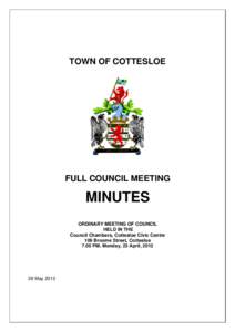 TOWN OF COTTESLOE  FULL COUNCIL MEETING MINUTES ORDINARY MEETING OF COUNCIL