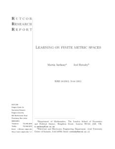 Rutcor Research Report Learning on finite metric spaces