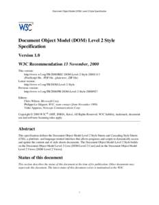 Document Object Model (DOM) Level 2 Style Specification  Document Object Model (DOM) Level 2 Style