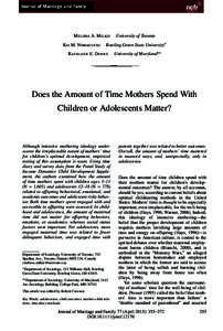 Does the Amount of Time Mothers Spend With Children or Adolescents Matter?