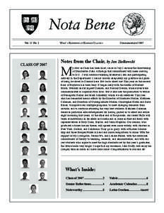 Nota Bene Vol. 12 No. 3 CLASS OF[removed]WHAT’S HAPPENING AT HARVARD CLASSICS