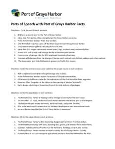 Parts of Speech with Port of Grays Harbor Facts Directions: Circle the verb in each sentence[removed].