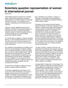 Scientists question representation of women in international journal