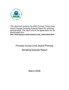 Sampling Episode Report - Princess Cruise Lines - Island Princess