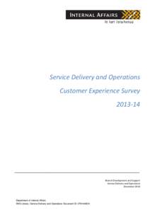 Service Delivery and Operations Customer Experience Survey[removed]Branch Development and Support Service Delivery and Operations