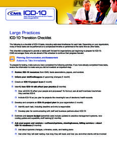 Large Practices ICD-10 Transition Checklist