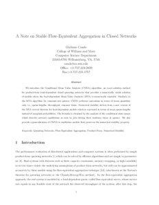 A Note on Stable Flow-Equivalent Aggregation in Closed Networks Giuliano Casale College of William and Mary