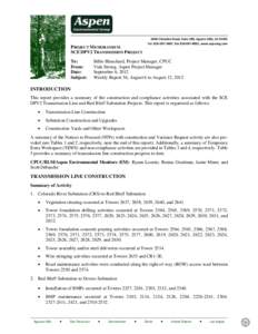 5020 Chesebro Road, Suite 200, Agoura Hills, CA[removed]Tel[removed], Fax[removed], www.aspeneg.com PROJECT MEMORANDUM SCE DPV2 TRANSMISSION PROJECT To: