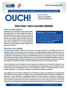 OUCH! | Décembre[removed]Dans ce numéro... •	 Sécuriser votre tablette •	 Garder votre tablette sûre