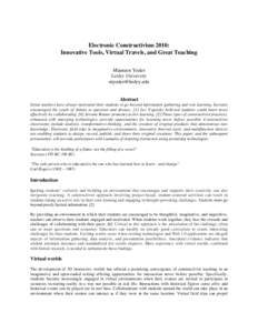 Virtual reality / Constructivism / Pedagogy / E-learning / Virtual world / Student-centred learning / 21st Century Skills / Virtual world language learning / THEATRON / Education / Education reform / Educational psychology