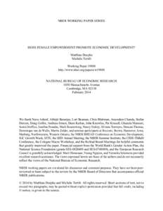 NBER WORKING PAPER SERIES  DOES FEMALE EMPOWERMENT PROMOTE ECONOMIC DEVELOPMENT? Matthias Doepke Michèle Tertilt Working Paper 19888
