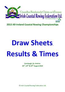 2013 All-Ireland Coastal Rowing Championships  Draw Sheets Results & Times ,