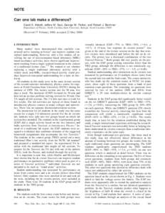 NOTE Can one lab make a difference? David S. Abbott, Jeffery M. Saul, George W. Parker, and Robert J. Beichner Department of Physics, North Carolina State University, Raleigh, North Carolina 27695  共Received 17 Februar