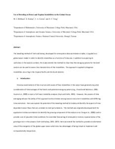 Use of Breeding to Detect and Explain Instabilities in the Global Ocean M. J. Hoffman1, E. Kalnay2, J. A. Carton2, and S. C. Yang3 1  Department of Mathematics, University of Maryland, College Park, Maryland, USA.