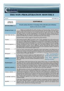 THE NON-PROLIFERATION MONTHLY Issue 70 TABLE OF CONTENTS MULTILATERAL....2