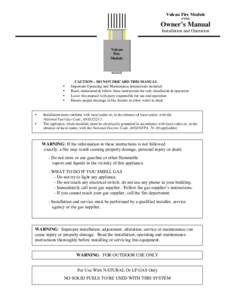 Vulcan Fire Module (VFM) Owner’s Manual Installation and Operation