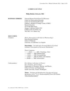 Curriculum Vitae - Philip H. Schwartz, Ph.D. - Page 1 of 30  CURRICULUM VITAE Philip Hitchins Schwartz, PhD