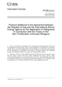 INFCIRC/172/Add.2 - Protocol Additional to the Agreement between the Republic of Iraq and the International Atomic Energy Agency for the Application of Safeguards in Connection with the Treaty on the Non Proliferation of