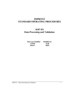 IMPROVE STANDARD OPERATING PROCEDURES SOP 351 Data Processing and Validation