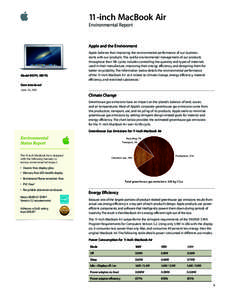 11-inch MacBook Air Environmental Report Apple and the Environment  Model MD711, MD712