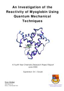 An Investigation of the Reactivity of Myoglobin Using Quantum Mechanical Techniques  A Fourth Year Chemistry Research Project Report
