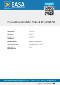 Proposed Equivalent Safety Finding D-34 on CS[removed]Description: ESF D-34