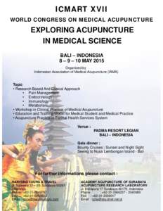 ICMART XVII WORLD CONGRESS ON MEDICAL ACUPUNCTURE EXPLORING ACUPUNCTURE IN MEDICAL SCIENCE BALI – INDONESIA