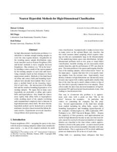 Nearest Hyperdisk Methods for High-Dimensional Classification  Hakan Cevikalp Eskisehir Osmangazi University, Eskisehir, Turkey Bill Triggs Laboratoire Jean Kuntzmann, Grenoble, France