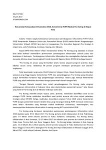 Rilis PUPR #2 3 April 2017 SP.BIRKOM/IV/194 Rencanakan Keterpaduan Infrastruktur 2018, Kementerian PUPR Adakan Pra Konreg di Empat Kota