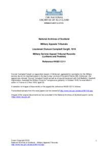 National Archives of Scotland Military Appeals Tribunals Lieutenant Duncan Campbell Cargill, 1916 Military Service Appeal Tribunal Records (Lothians and Peebles) Reference HH30[removed]