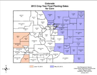 Colorado 2013 Crop Year Final Planting Dates for Corn MOFFAT 081