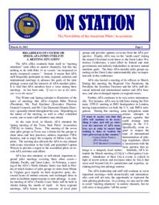 ON STATION The Newsletter of the American Pilots’ Association March 15, 2011 REGARDLESS OF COURSE OR SPEED, APA FINDS ITSELF IN