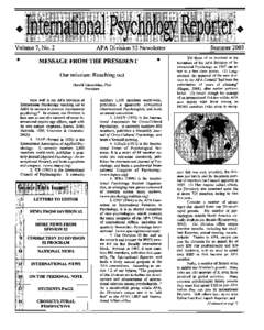 International psychology / Clinical psychology / International Union of Psychological Science / Applied psychology / Psychologist / Rodney L. Lowman / Thomas R. Kratochwill / Psychology / American Psychological Association / Raymond D. Fowler