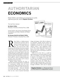 review essay  Authoritarian Economics Robert Shiller uses behavioural economics to justify repressive policies, warns Stephen Kirchner