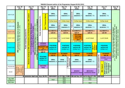IMA2010 General outline of the Programme (August 20-28, [removed]day MIDconference field trips  Icebreaker