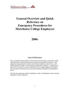 General Overview and Quick Reference on Emergency Procedures for Morehouse College Employees 2006-