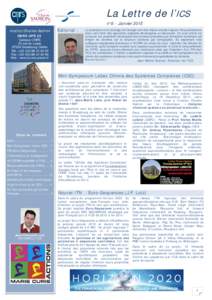 La Lettre de l’ICS n°6 - Janvier 2015 Institut Charles Sadron  Editorial :