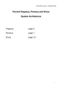 CCS-F3X2 Issue 3 16 March[removed]Ferranti Pegasus, Perseus and Sirius System Architecture  Pegasus