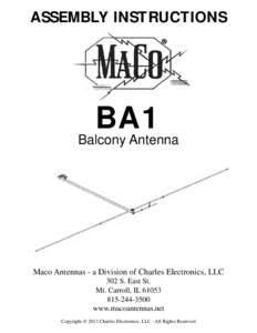 ASSEMBLY INSTRUCTIONS  BA1 Balcony Antenna