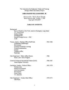 The Association for Diplomatic Studies and Training Foreign Affairs Oral History Project AMBASSADOR WILLIAM BODDE, JR.