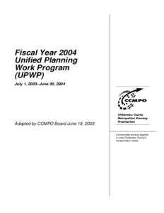 Fiscal Year 2004 Unified Planning Work Program (UPWP) July 1, 2003–June 30, 2004