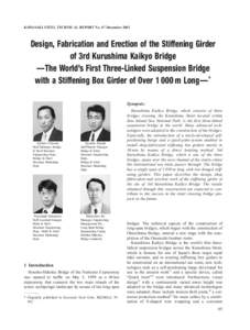 KAWASAKI STEEL TECHNICAL REPORT No. 47 December[removed]Design, Fabrication and Erection of the Stiffening Girder