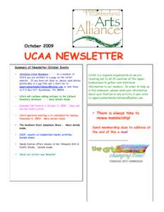 OctoberUCAA NEWSLETTER Summary of Newsletter October Events. •