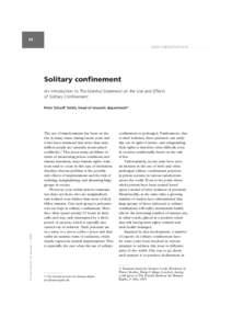 56 D O C U M E N TAT I O N Solitary confinement An introduction to The Istanbul Statement on the Use and Effects of Solitary Confinement