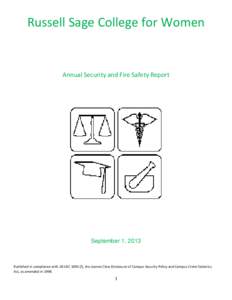 Russell Sage College for Women  Annual Security and Fire Safety Report September 1, 2013