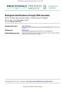 Bioinformatics / Biometrics / DNA barcoding / Taxonomy / DNA / Mitochondrial DNA / Species / Molecular clock / Biology / Genetics / Molecular genetics