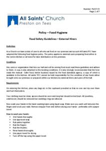 Number: Pol[removed]Page: 1 of 7 Policy – Food Hygiene Food Safety Guidelines – External Hirers Definition