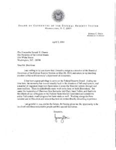 Jeremy C. Stein resignation letter